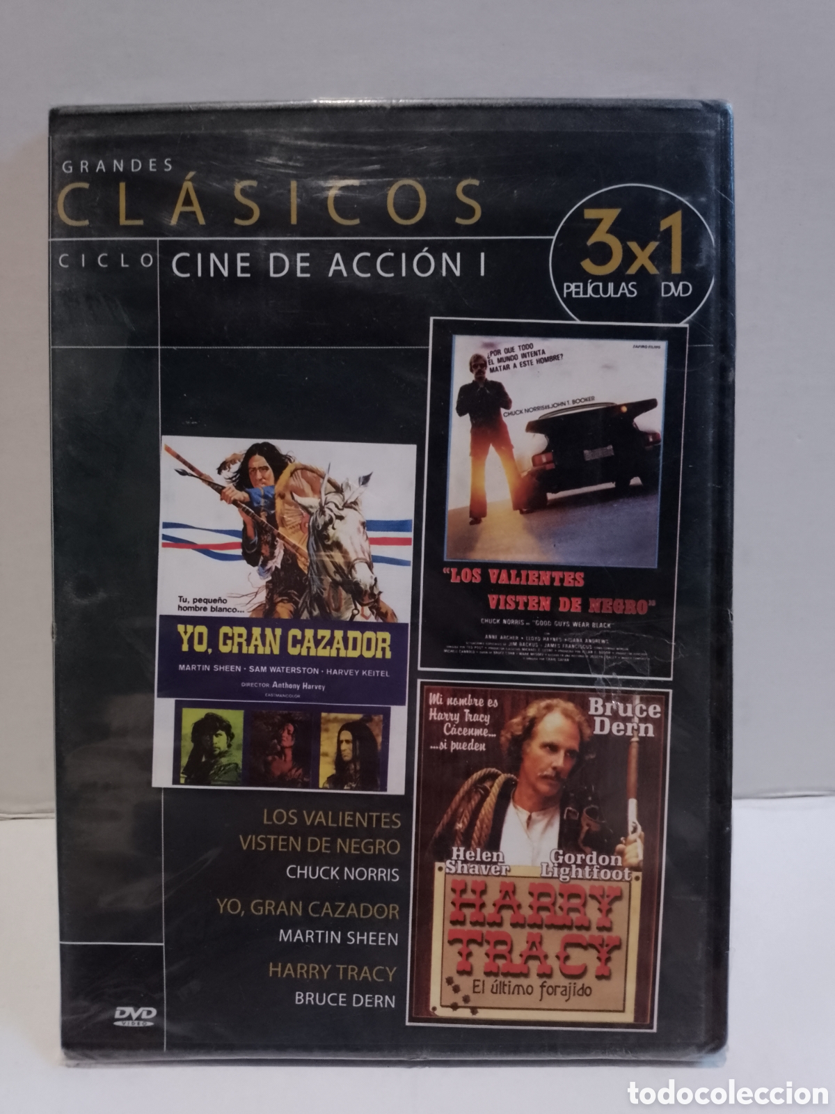 Cine: YO GRAN CAZADOR - VALIENTES VISTEN DE NEGRO - HARRY TRACY - DVD NUEVO PRECINTADO SLIM