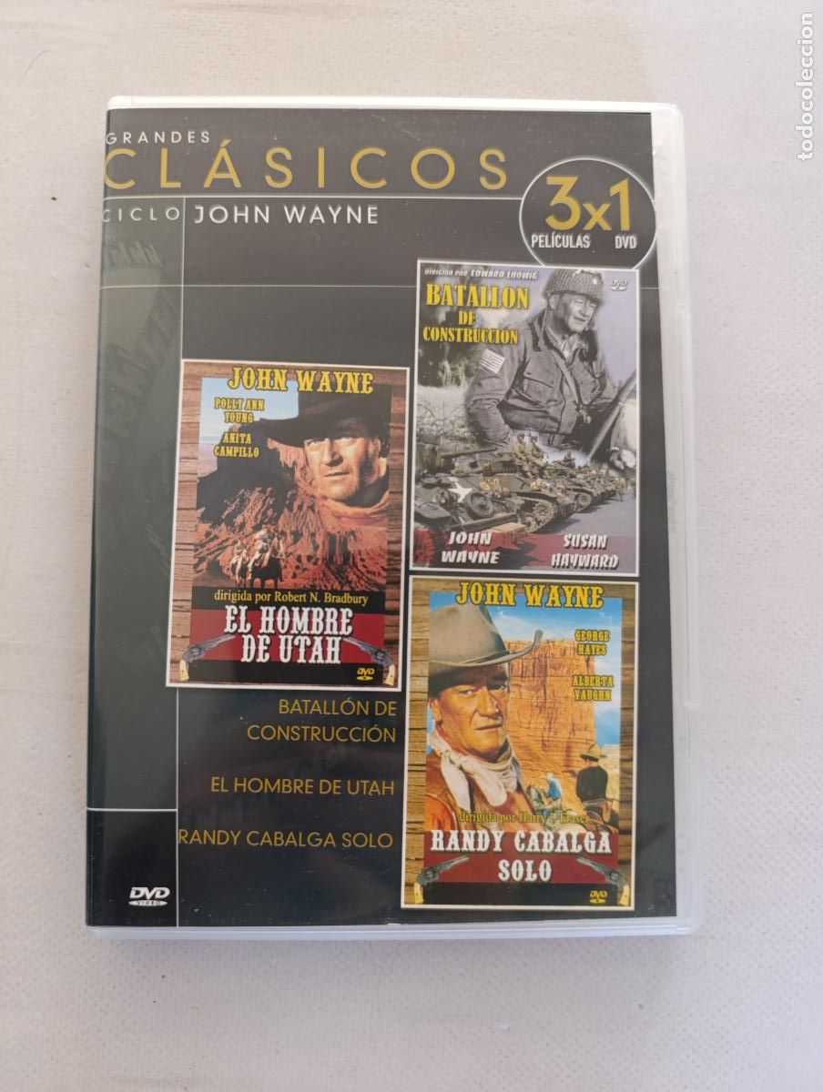 Cine: DVD EL HOMBRE DE UTAH / BATALLON DE CONSTRUCCION / RANDY CABALGA SOLO - CICLO JOHN WAYNE III (1I)