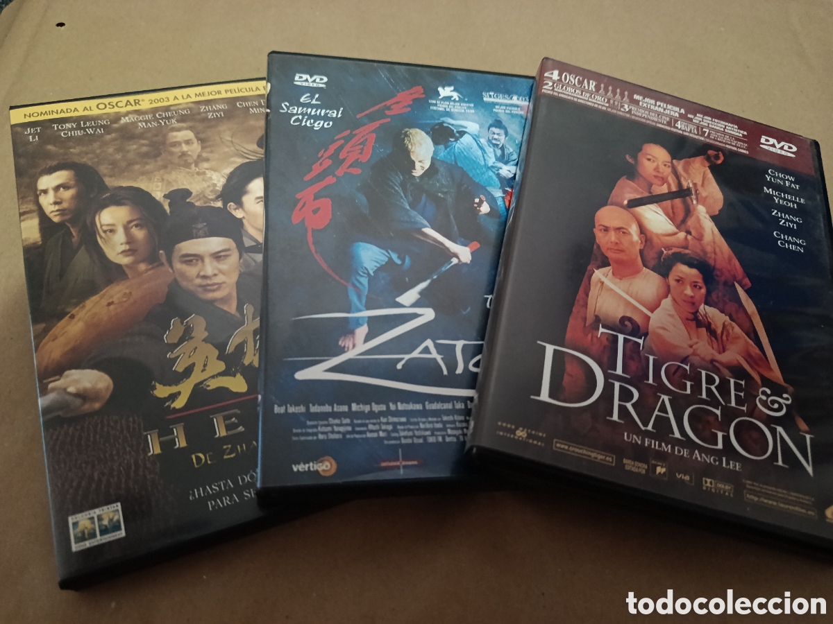 Cin&eacute;ma: 3 dvds. Acci&oacute;n Japonesa. Hero + Tigre & Dragon + Zatoichi. Grandes directores.