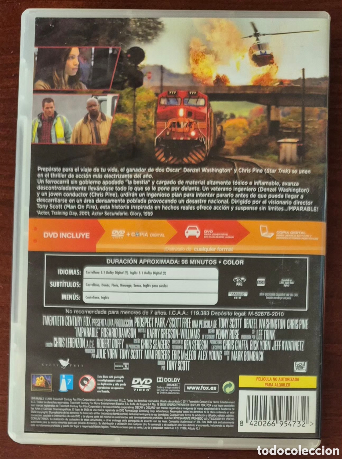 Cine: DVD - IMPARABLE (AUDIOS EN CASTELLANO E INGL&Eacute;S) - Foto 2