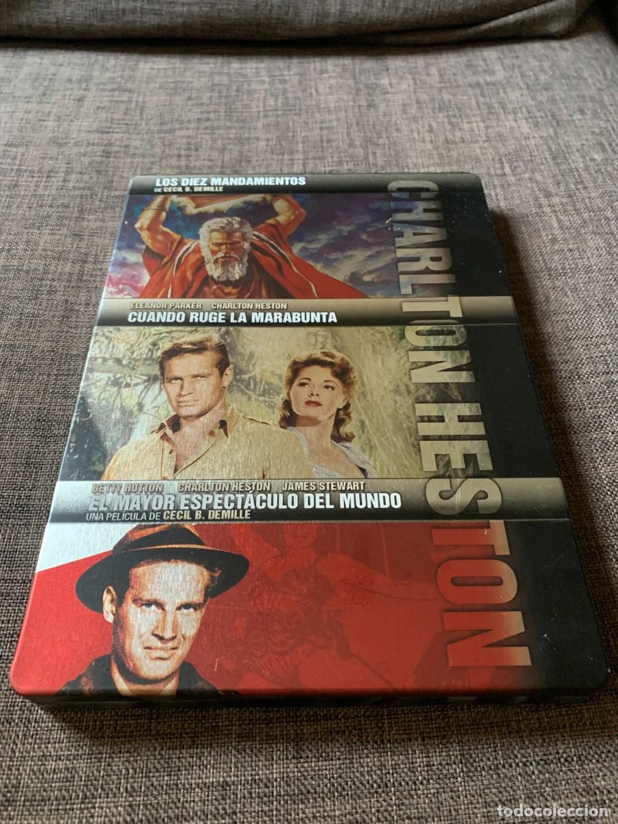 Cinema: ESTUCHE METALICO 4 DISCOS. CHARLTON HESTON. 3 PELICULAS. BUENA CONSERVACION