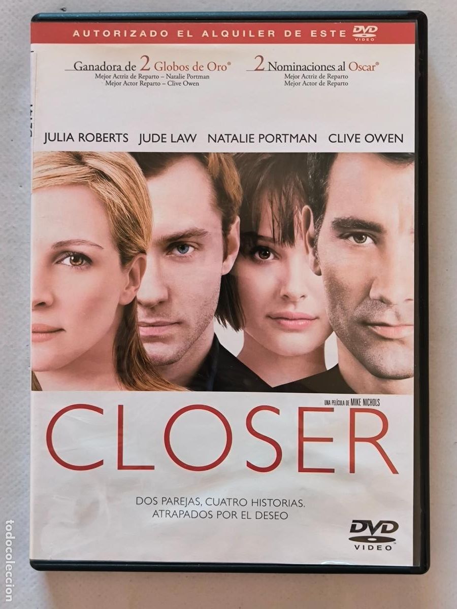 Cine: DVD CLOSER - EDICION ALQUILER - JULIA ROBERTS, JUDE LAW - LEER DESCRIPCION (7Q)