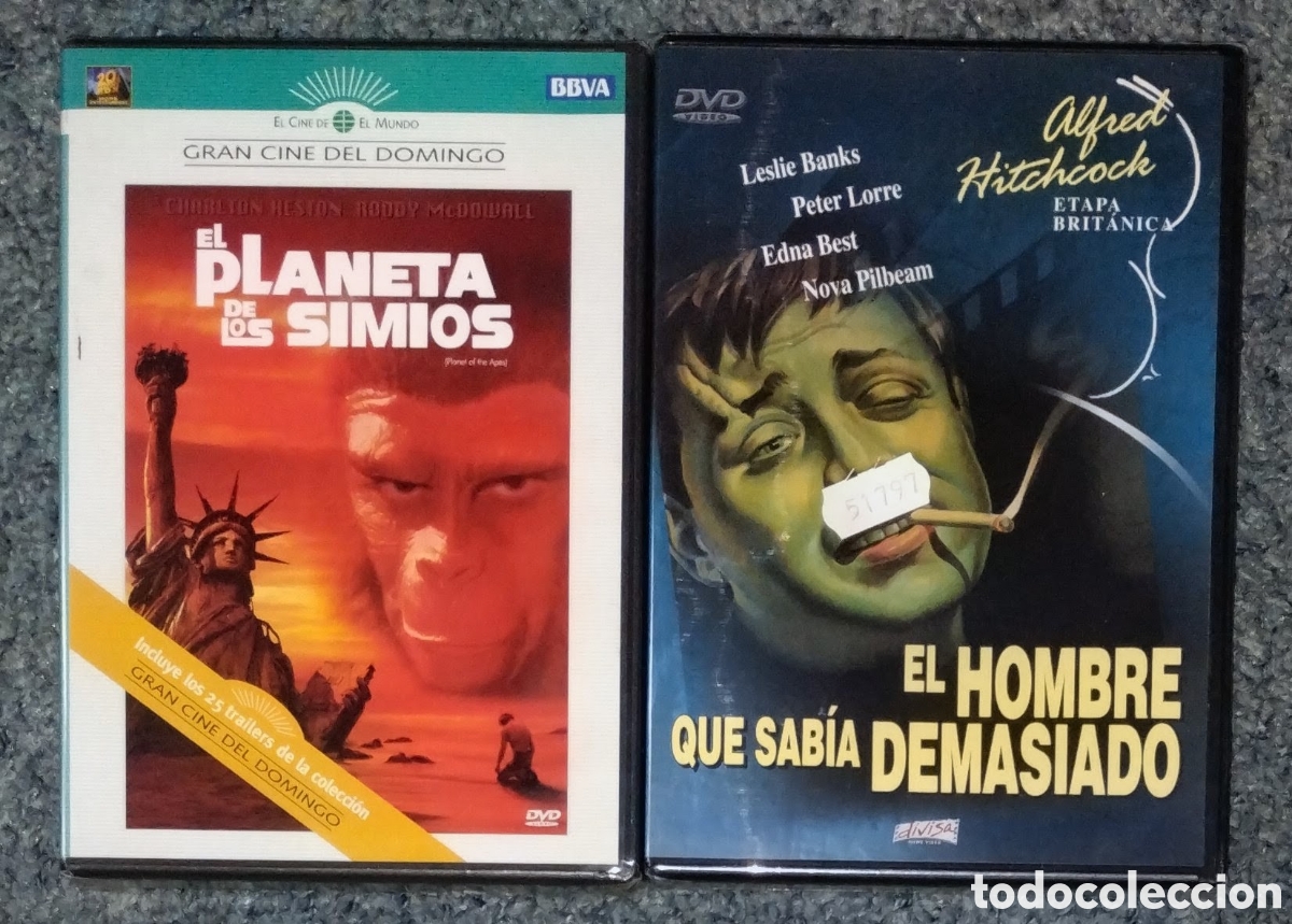 Cinema: 2 CL&Aacute;SICOS en DVD precintados SIN ESTRENAR: EL PLANETA DE LOS SIMIOS + EL HOMBRE QUE SAB&Iacute;A DEMASIADO