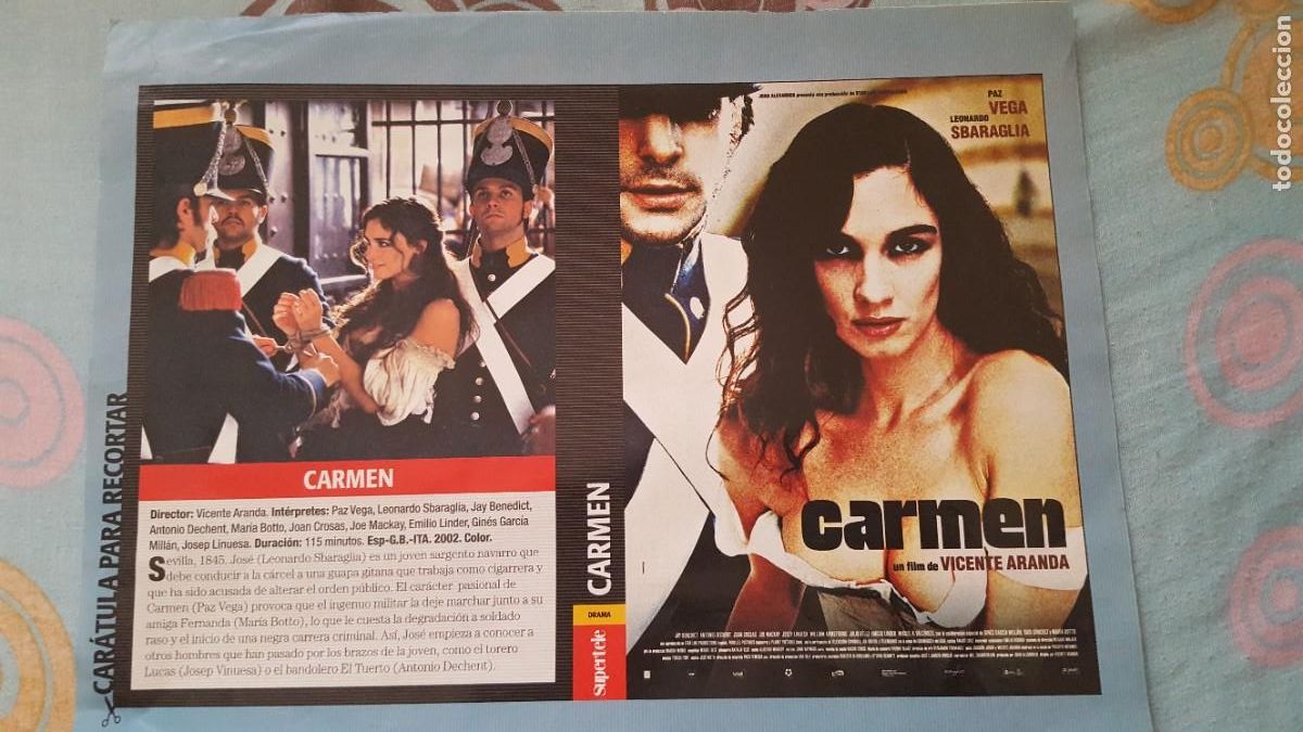 Cine: Car&aacute;tula DVD/cartel de cine/recorte, de la pel&iacute;cula Carmen. Paz Vega.