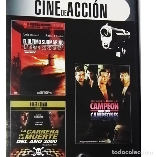 Cine: DVD 3 PEL&Iacute;CULA CARRERA DE LA MUERTE DEL A&Ntilde;O 2000 EL &Uacute;LTIMO SUBMARINO Y OTRA STALLONE DISTOP&Iacute;A GUERRA