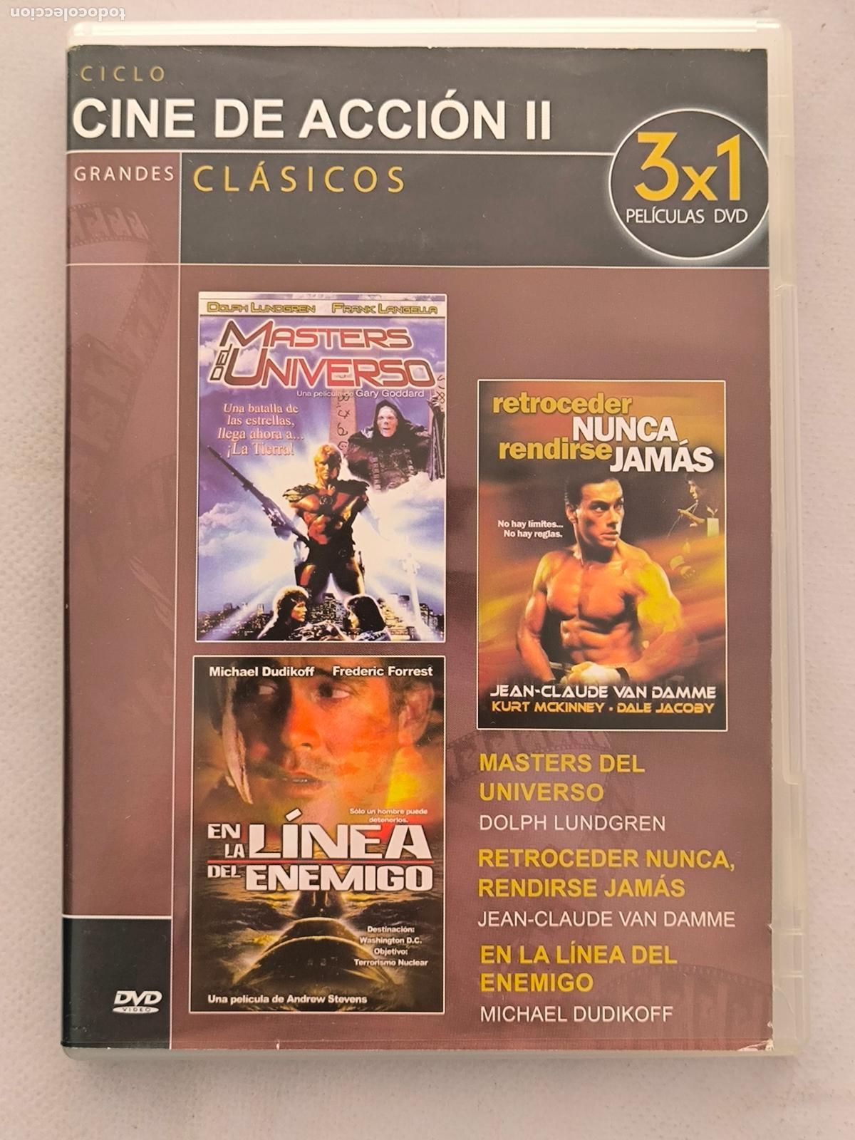 Cine: DVD MASTERS DEL UNIVERSO / RETROCEDER NUNCA, RENDIRSE JAMAS / EN LA LINEA DEL ENEMIGO (160)
