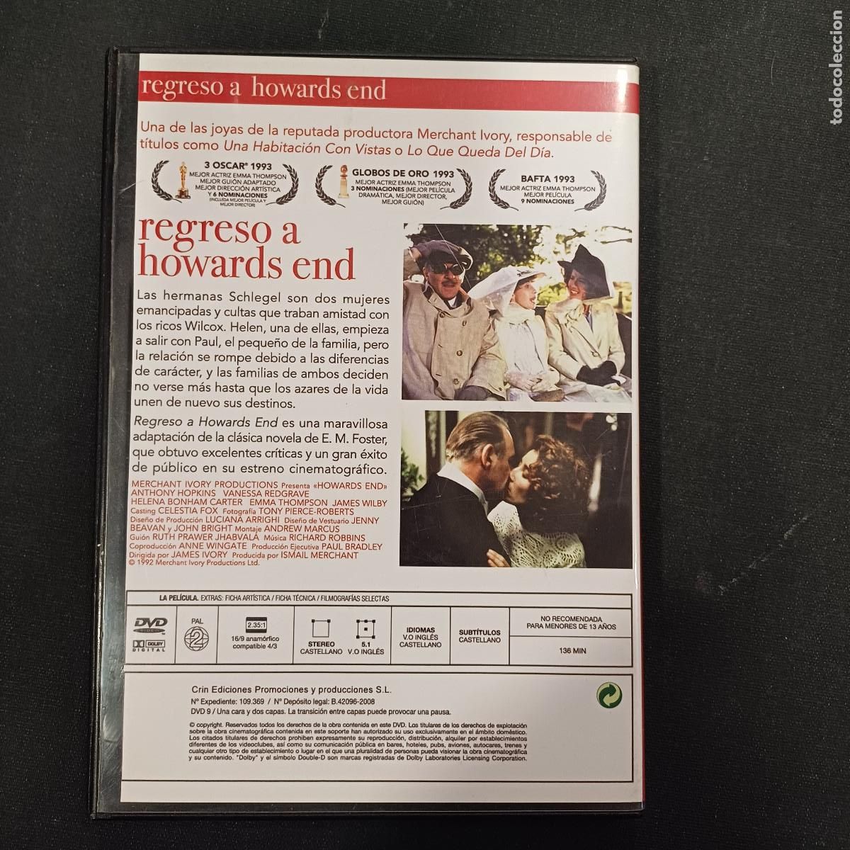 Cine: REGRESO A HOWARDS END/DVD. - Foto 3