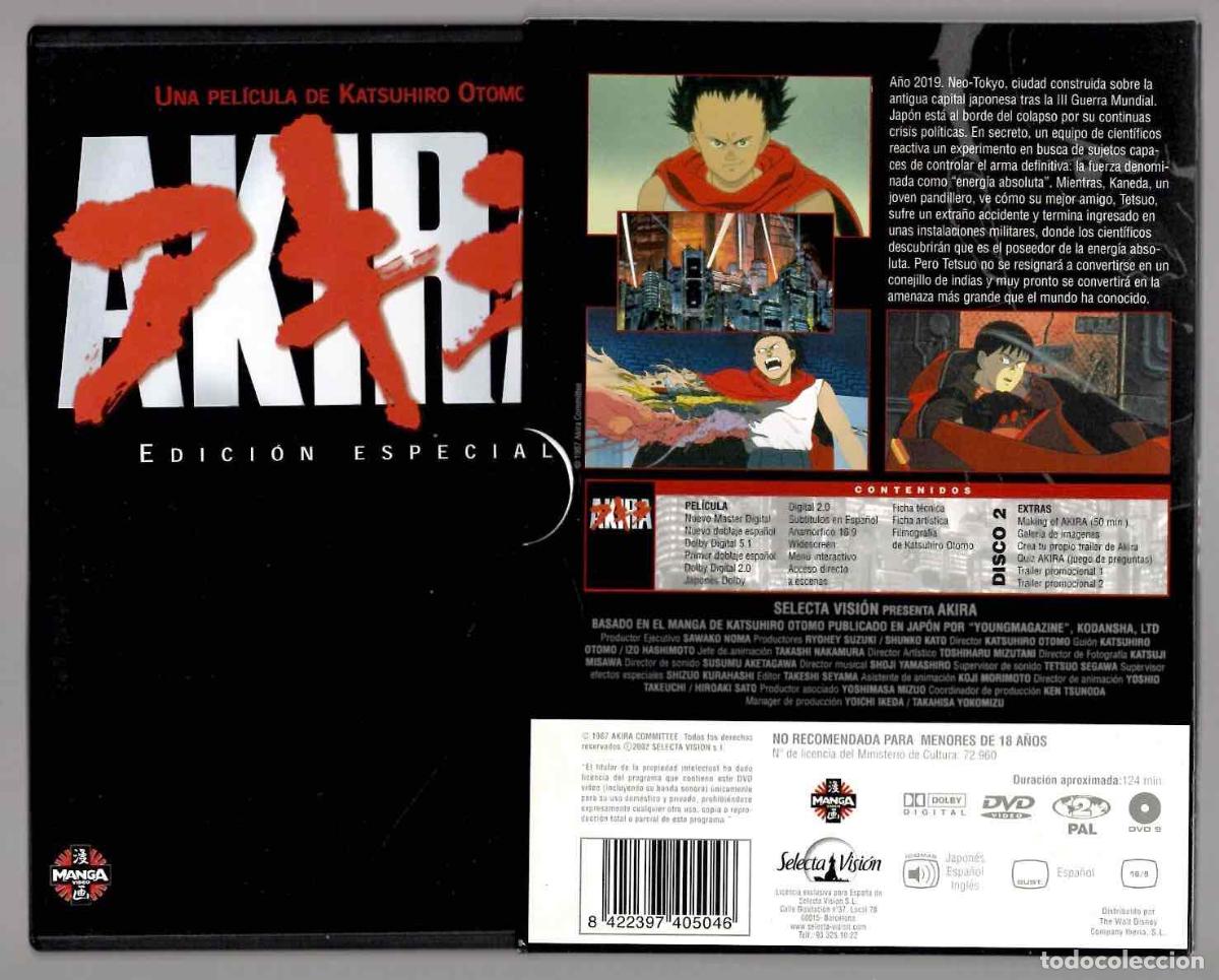 Cine: DVD AKIRA EDICION ESPECIAL. KATSUHIRO OTOMO. EN ESTUCHE, 2 DISCOS CON EXTRAS