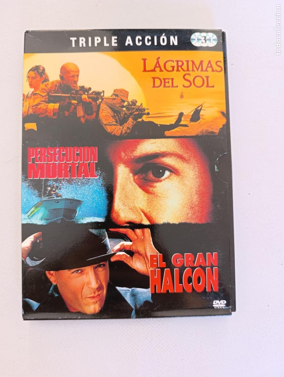 Cine: DVD PERSECUCION MORTAL / EL GRAN HALCON - FALTA LAGRIMAS DEL SOL - 2 DISCOS (Z3)