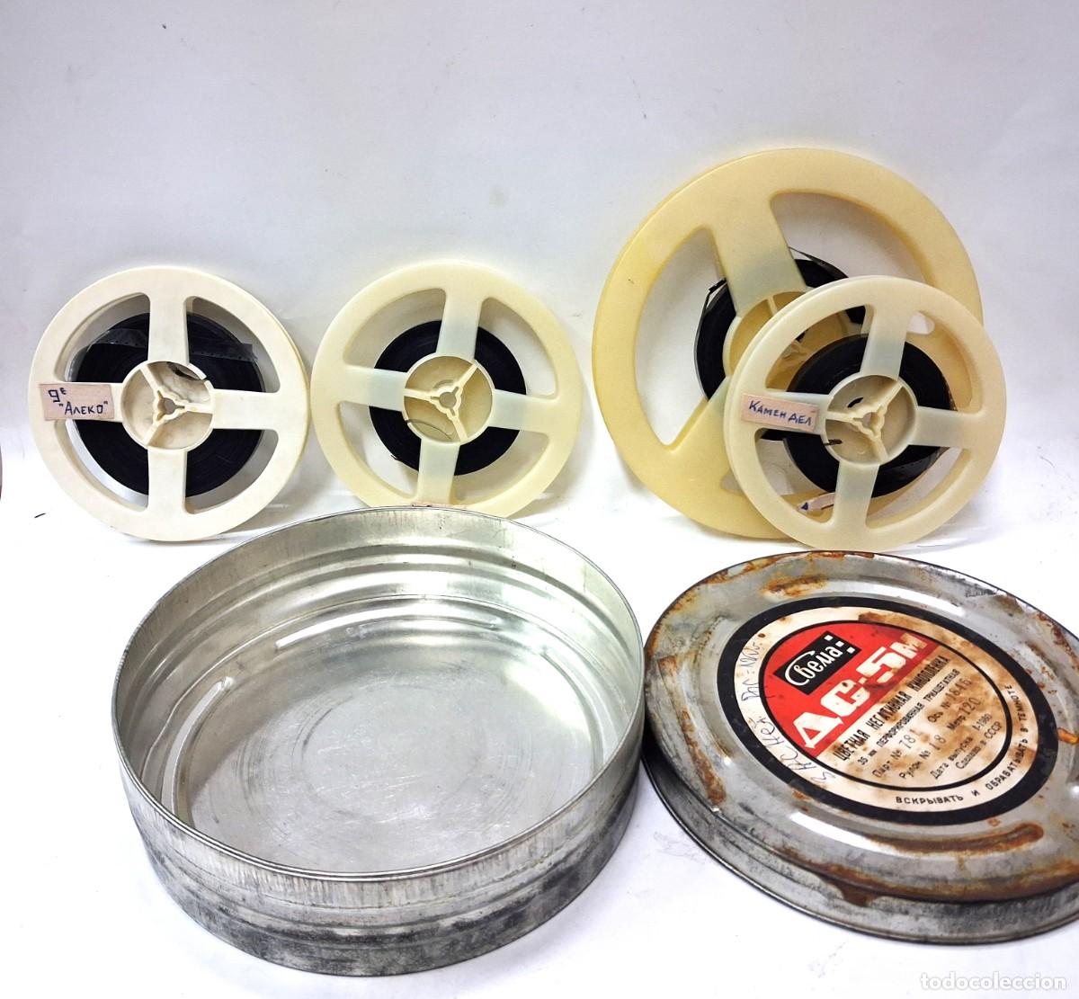 Cine: Lata Met&aacute;lica con 4 Bobinas de Pel&iacute;cula &ndash; URSS &ndash; D 19 cm &ndash; 490 g(7.3)
