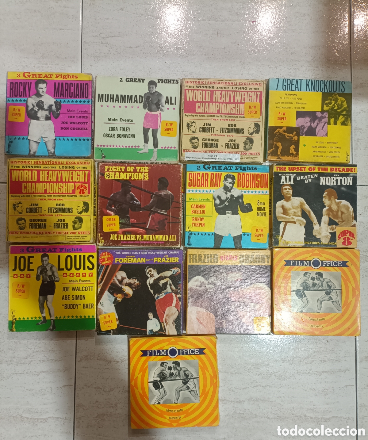 Cine: Colecci&oacute;n de 13 pel&iacute;culas super 8 COMBATES DE BOXEO
