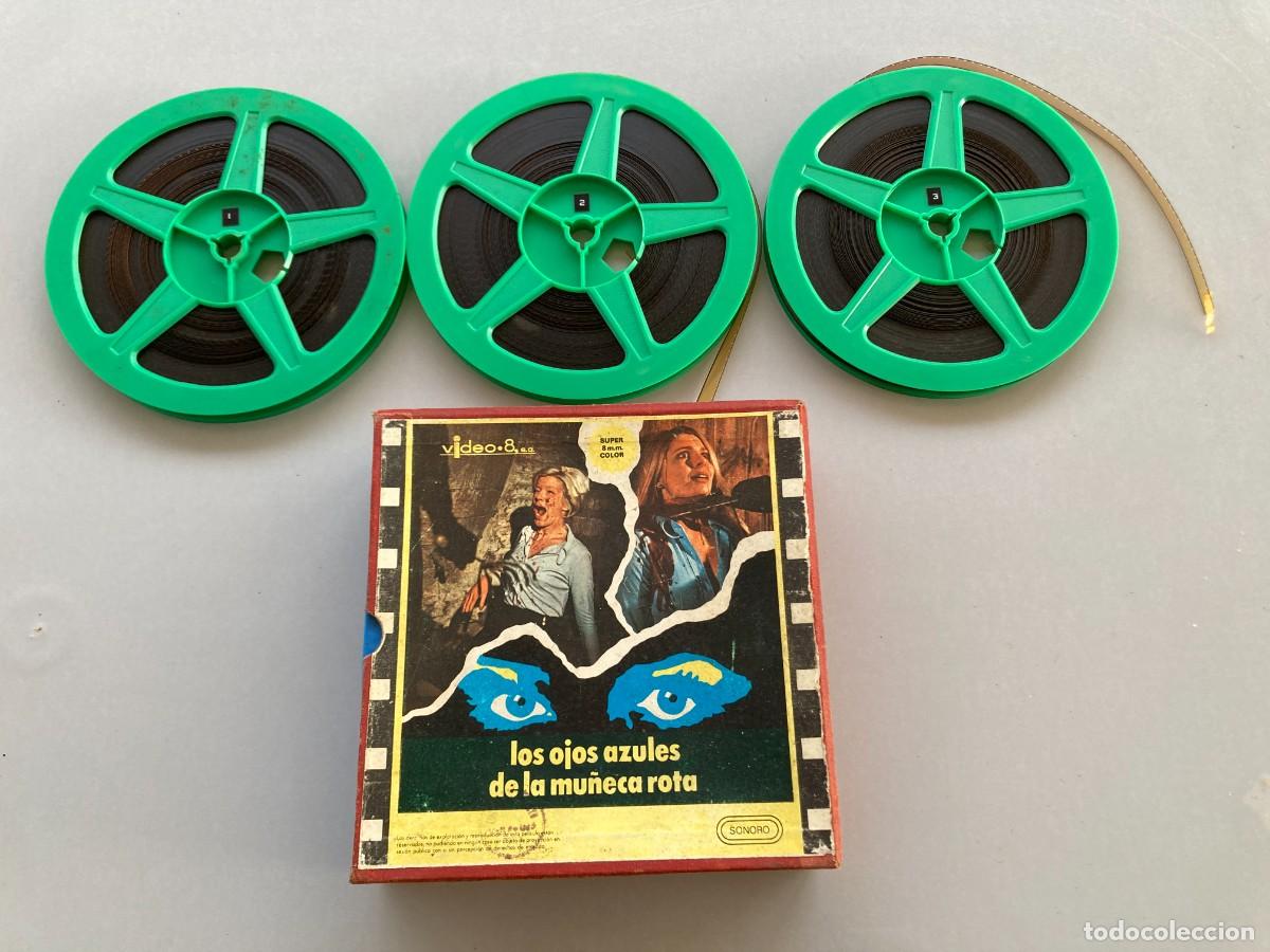 Cine: PEL&Iacute;CULA SUPER 8 ORIGINAL NO PROBADA / LOS OJOS AZULES DE LA MU&Ntilde;ECA ROTA - Paul Naschy - 3 rollos