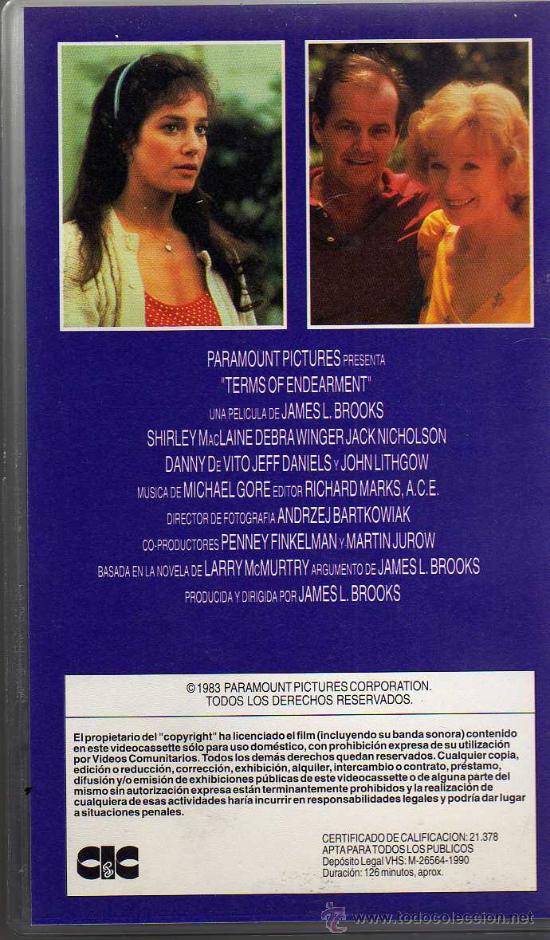 Cine: VHS - LA FUERZA DEL CARIÑO - SHIRLEY MACLANE / JEFF DANIELS / DEBRA WINGER - Foto 2 - 21676071