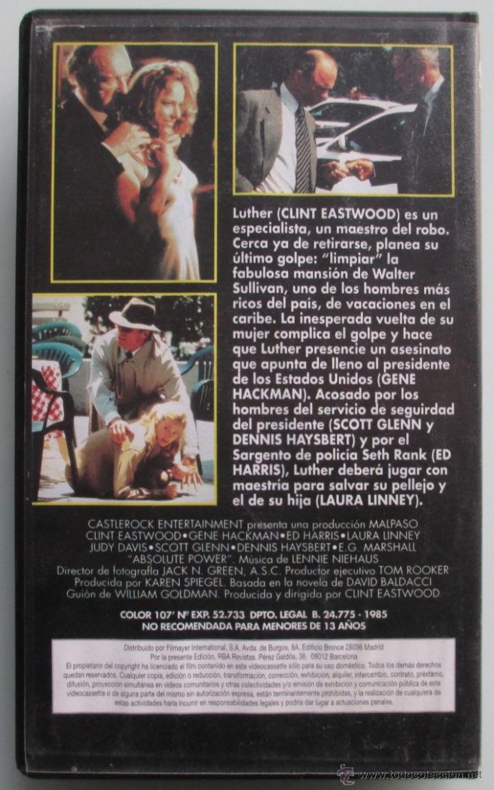 Cine: PODER ABSOLUTO - CLINT EASTWOOD - 1985 - VHS - Foto 2