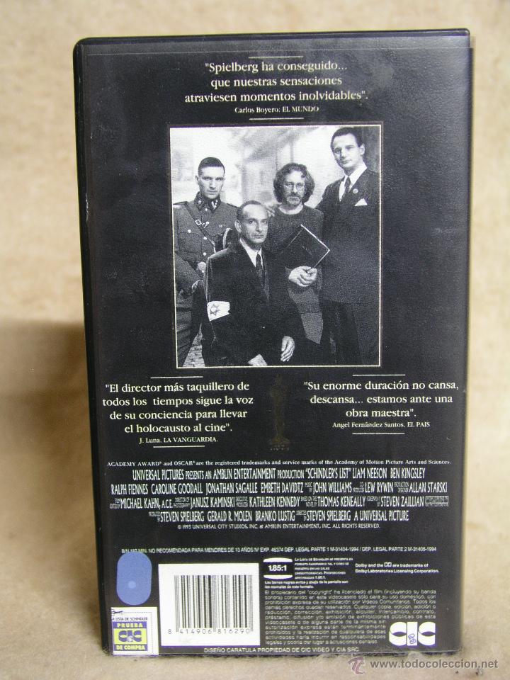 Cine: LA LISTA DE SCHINDLER VHS. - Foto 2