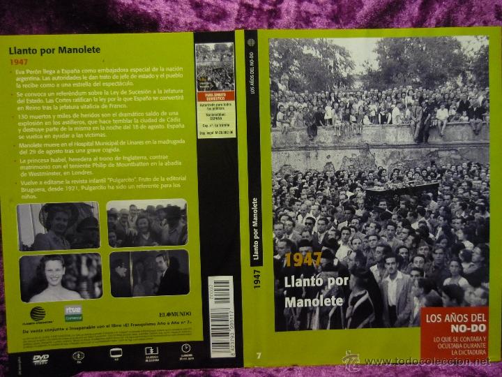 Cine: 1DVD. PELICULA LLANTO POR MANOLETE 1947. GASTOS DE ENVIO 2.50&euro; CORREOS ORDINARIO.