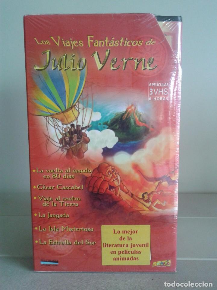 Cine: VHS -- LOS VIAJES FANTASTICOS DE JULIO VERNE -- ESTUCHE CON 3 CINTAS Y 6 PELICULAS -- NUEVAS --