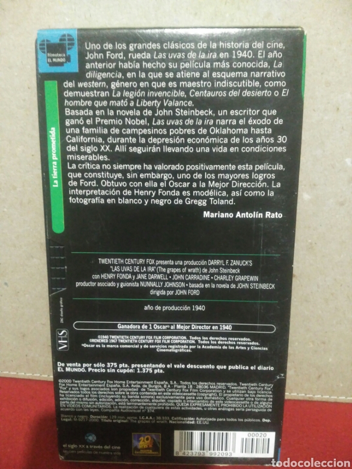 Cine: Pel&iacute;cula VHS, Las uvas de la ira - Foto 2