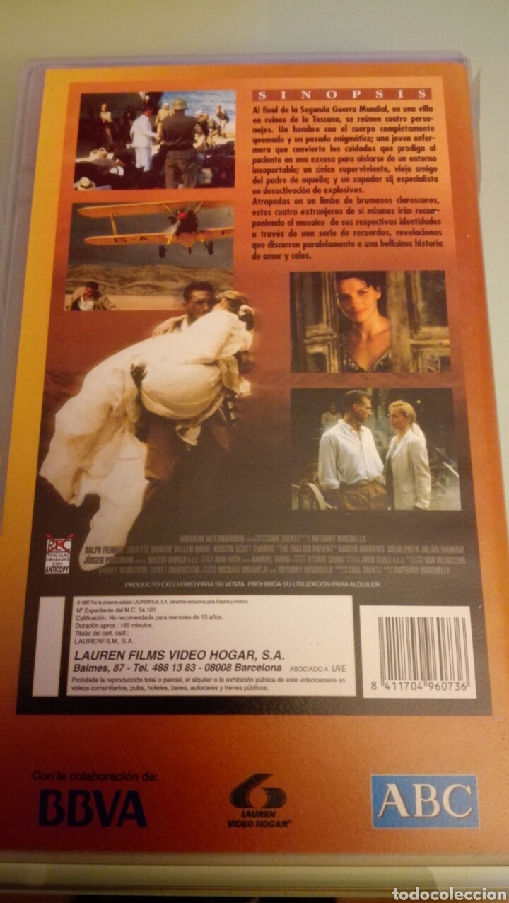Cine: El paciente Ingl&eacute;s en VHS , original. - Foto 2