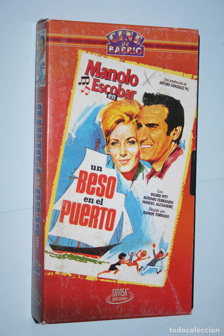 Cinema: UN BESO EN EL PUERTO *** VHS CINE DE BARRIO *** DIVISA *** Car&aacute;tula de cart&oacute;n a color