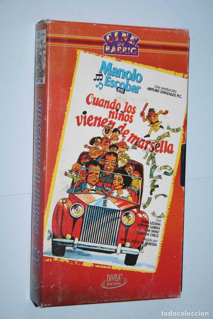 Cinema: CUANDO LOS NI&Ntilde;OS VIENEN DE MARSELLA *** VHS CINE DE BARRIO *** DIVISA *** Car&aacute;tula de cart&oacute;n a color