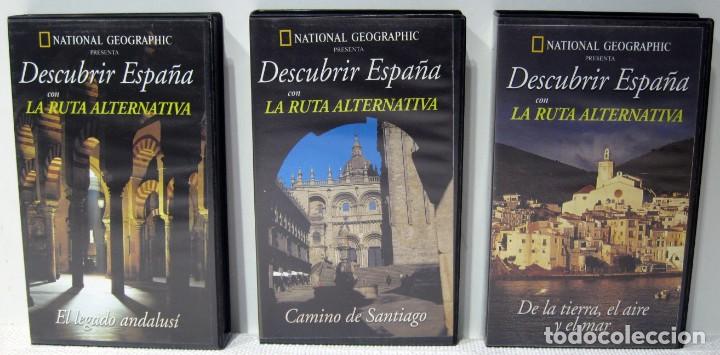 Cine: Lote 3 VHS NATIONAL GEOGRAPHIC . Serie DESCUBRIR ESPA&Ntilde;A con la ruta alternativa.