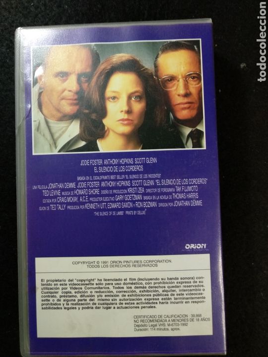 Cine: El silencio de los corderos VHS - Foto 3