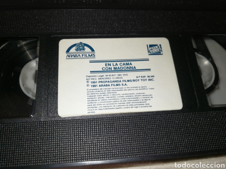 Cine: EN LA CAMA CON MADONNA(1991) VHS DE VIDEOCLUB CERRADO MAS DOS D&Eacute;CADAS.( SIN CARATULA) &Ntilde;Z.