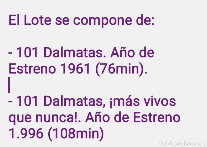Cine: 2 VHS 101 Dalmatas (Disney) - Foto 2