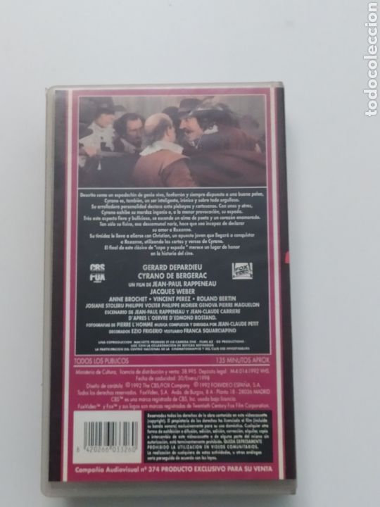 Cine: CYRANO DE BERGERAC - VHS - Foto 3
