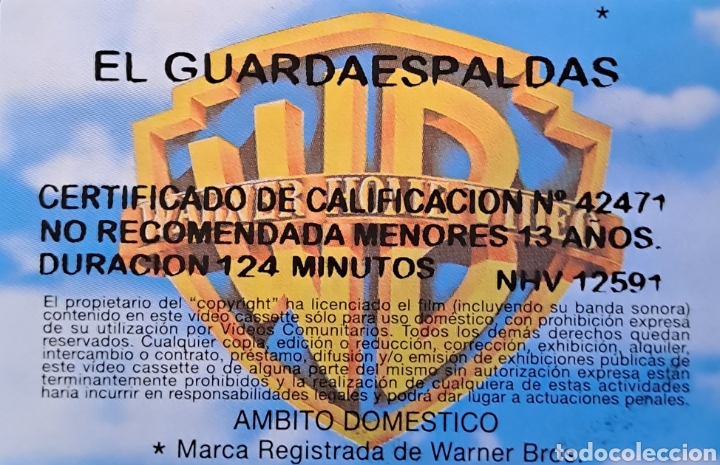 Cine: VHS- EL GUARDAESPALDAS. - Foto 4