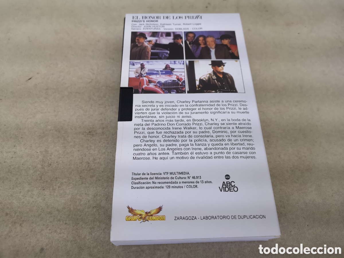 Cine: El Honor de Los Prizzi VHS - Foto 4