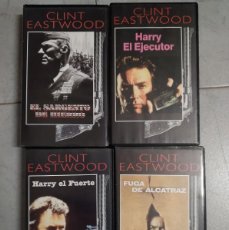 Cine: 4 PELICULA VHS - CLINT EASTWOOD - HARRY EL EJECUTOR Y LA FUGA DE ALCATRAZ-HARRY EL FUERTE-HIERRO-. Lote 392877264
