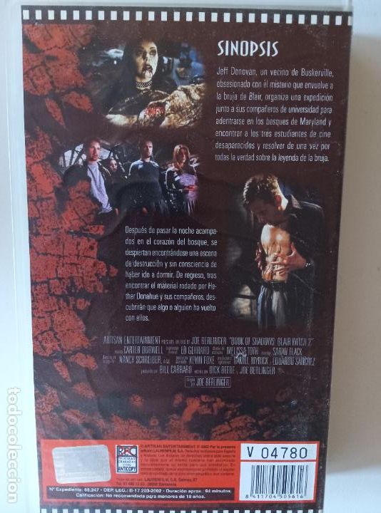 Cine: EL LIBRO DE LAS SOMBRAS - TERROR - VHS COMPLETO - Foto 2