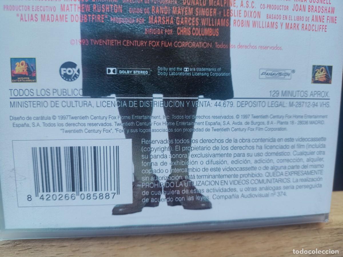 Cine: SE&Ntilde;ORA DOUBTFIRE - 1994 - EN ESTUCHE . VHS - Foto 8
