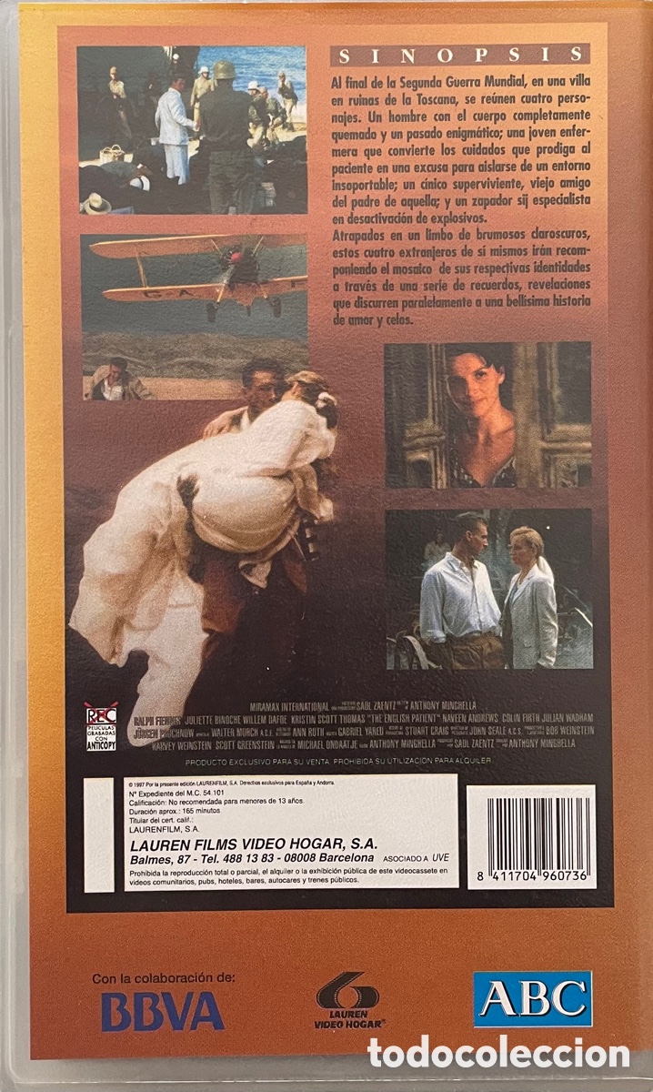Cine: El paciente ingl&eacute;s (VHS) - Foto 2