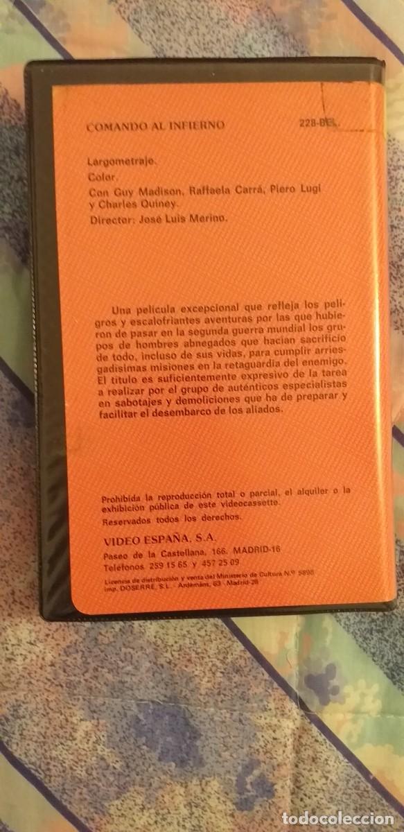 Cine: COMANDO AL INFIERNO GUY MADISON VHS - Foto 2