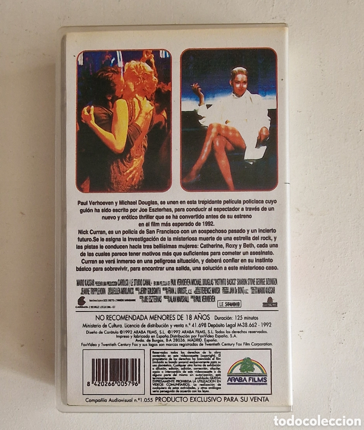 Cine: Pel&iacute;cula INSTINTO B&Aacute;SICO VHS - Foto 3