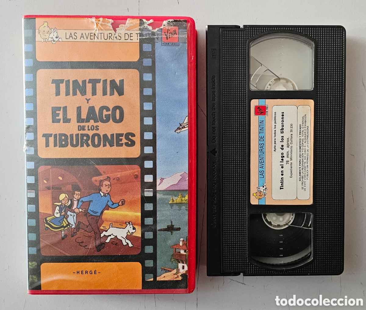 Cine: VHS LAS AVENTURAS DE TINTIN - El lago de los tiburones (Video Lax, 1988) DIFICIL EDICION 80s