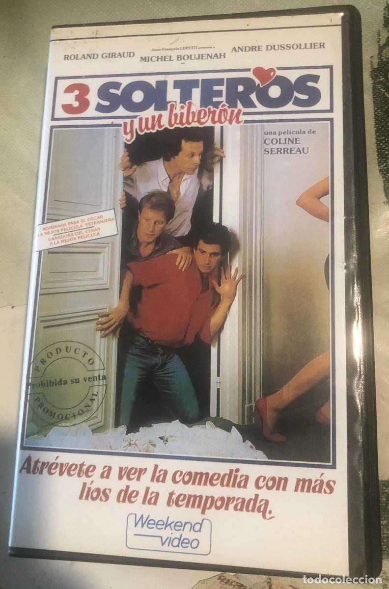 Cine: '3 solteros y un biber&oacute;n'. Comedia francesa. Weekend Video. 1988. VHS original. Buen estado.