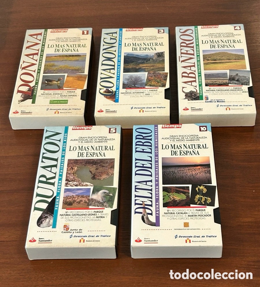 Cine: 5 VHS. LO M&Aacute;S NATURAL DE ESPA&Ntilde;A: DO&Ntilde;ANA, COVADONGA, CABA&Ntilde;EROS, DURAT&Oacute;N, DELTA DEL EBRO
