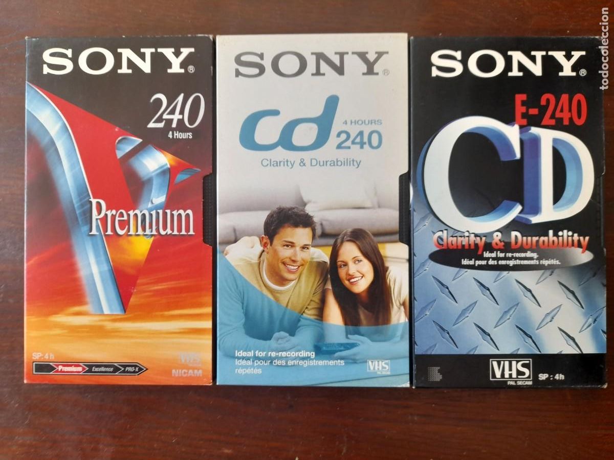 Cine: Una cinta VHS para grabar marca SONY 240 minutos 4 horas, a&ntilde;os 80/90&acute;s, tres modelos a elegir