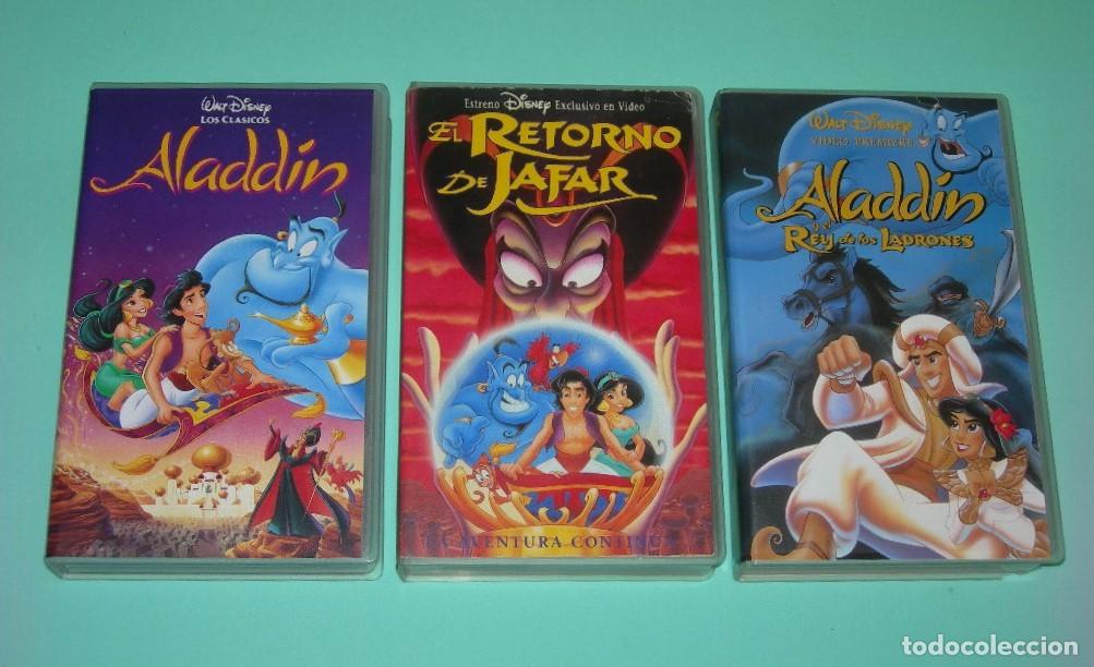 Cine: PEL&Iacute;CULAS VHS TRILOG&Iacute;A ALADDIN, EL RETORNO DE JAFAR Y ALADDIN Y EL REY DE LOS LADRONES - WALT DISNEY