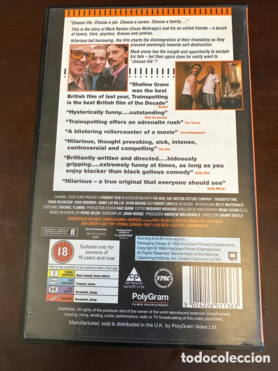 Cine: VHS - TRAINSPOTTING (1996) VERSI&Oacute;N ORIGINAL. - Foto 2
