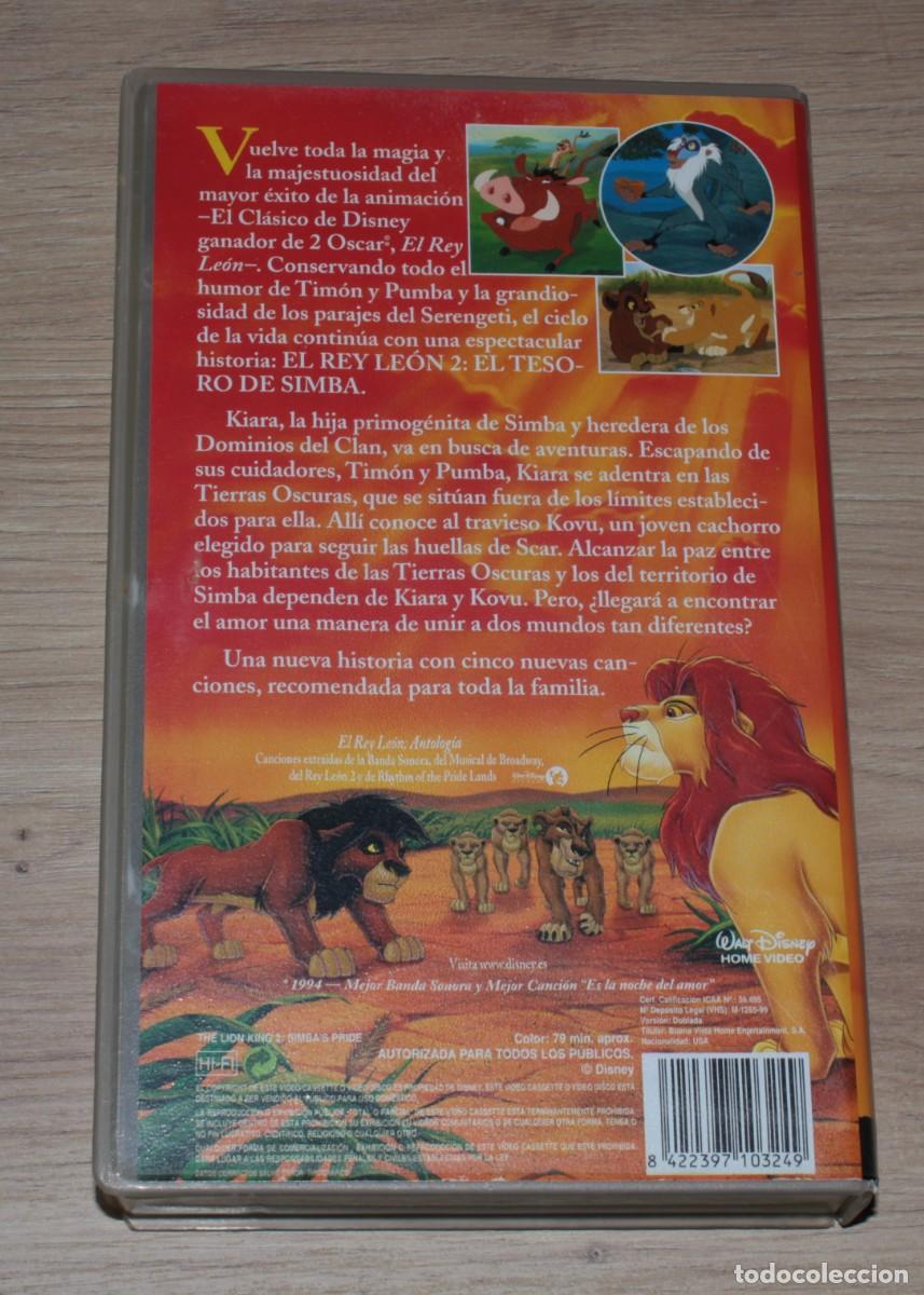 Cine: VHS El Rey le&oacute;n 2 El tesoro de Simba - Foto 2