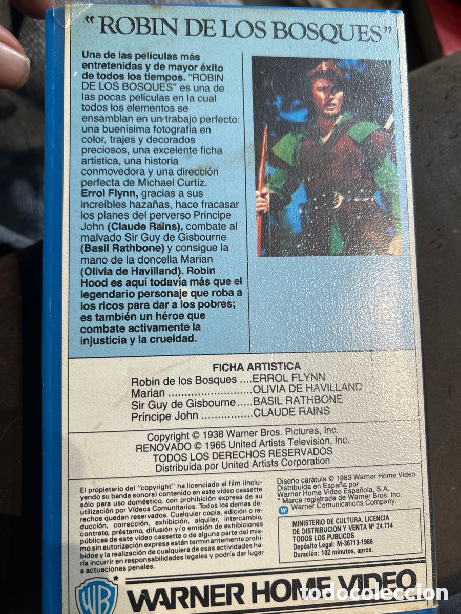 Cine: Robin de los bosques. Vhs. Edici&oacute;n 1986 - Foto 3
