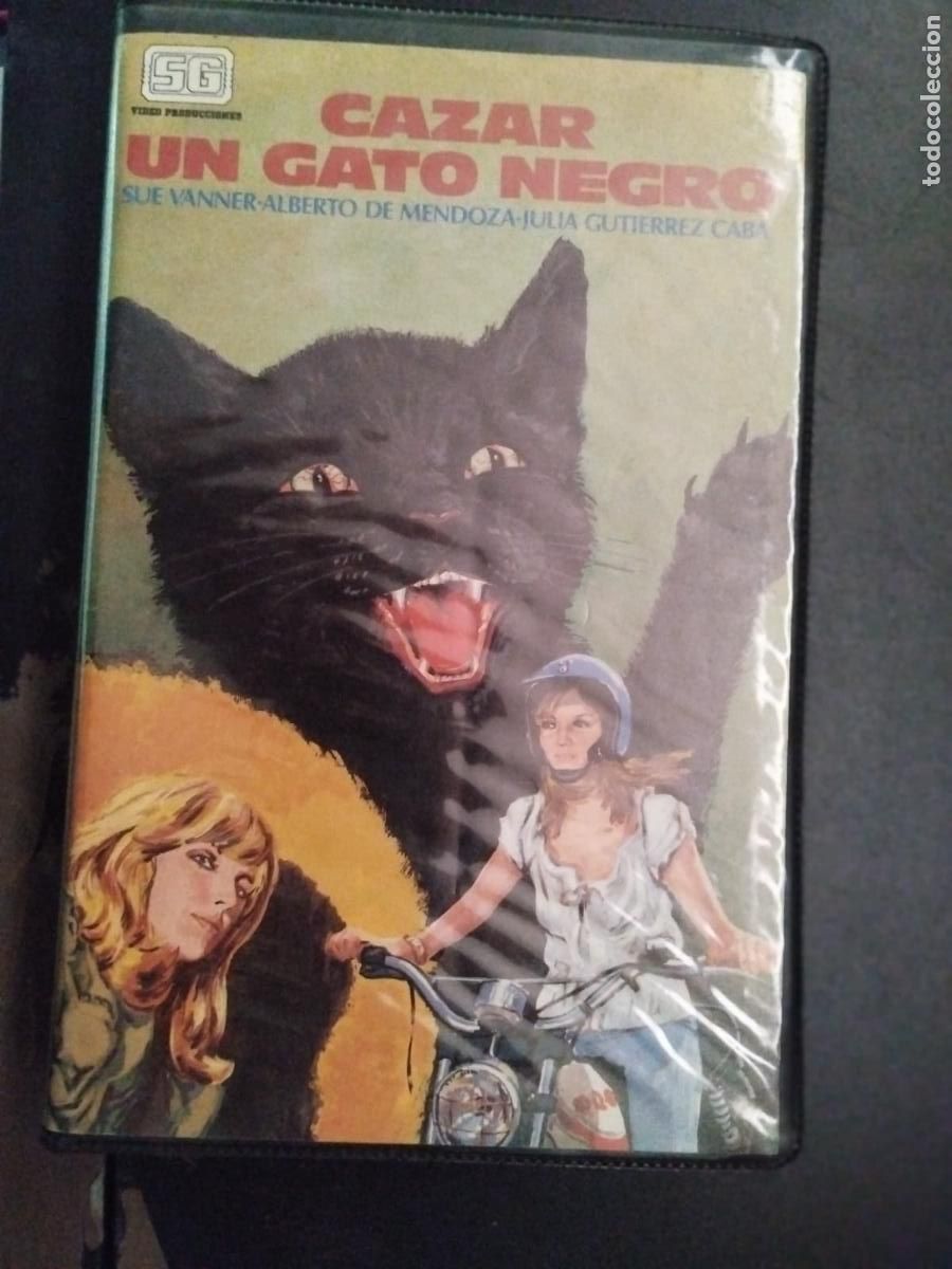 Cine: VHS CAZAR UN GATO NEGRO - RAFAEL ROMERO MARCHENT - SUE VANNER - ALBERTO MENDOZA