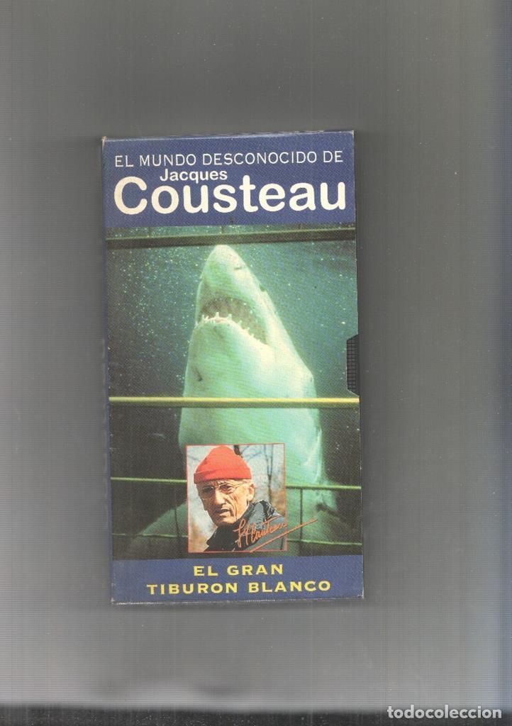 Cine: Video VHS: El Mundo desconocido de Jacques Cousteau numero 05: El Gran tiburon blanco - Jaques Coste