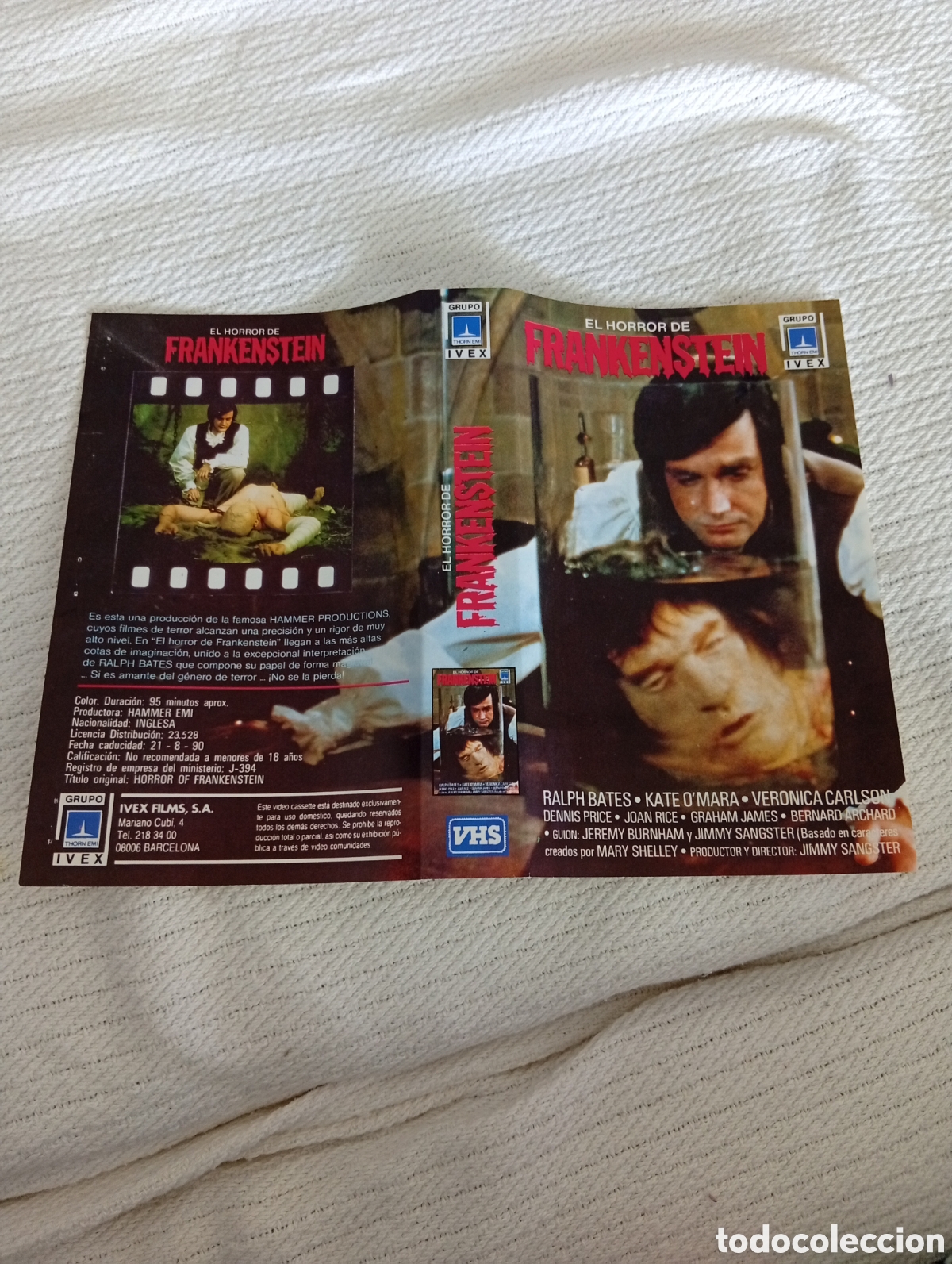Cine: El horror de Frankenstein vhs (solo car&aacute;tula)