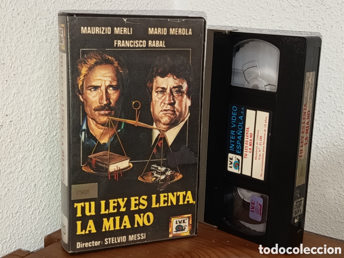 Cine: Tu ley es lenta la m&iacute;a no. Maurizio merli. Poliziesco. Pel&iacute;cula VHS